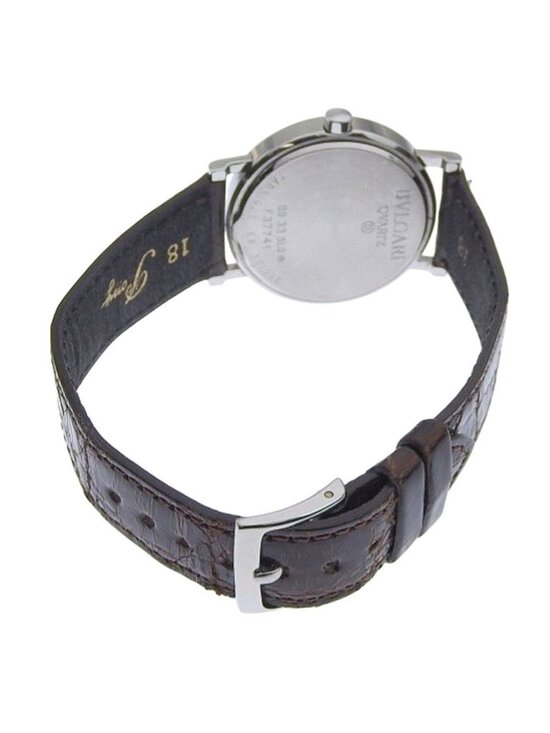 Bvlgari Stainless Steel Leather Quartz Analog Display Black Dial Watch main image 6